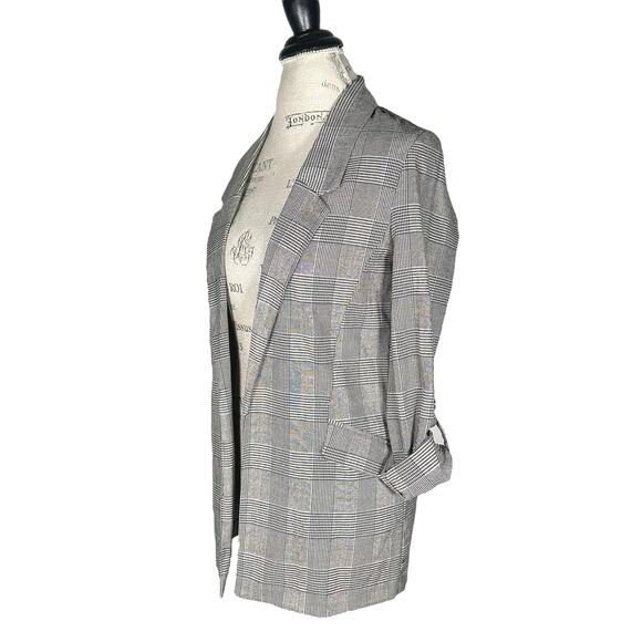 Stradivarius | Women | Stradivarius Glen Plaid Tab Sleeve Open Front Blazer | XS - Picture 4 of 13